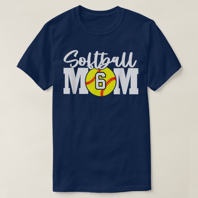 Camiseta Madre de Softbol Número 6 (Diseño del anverso)