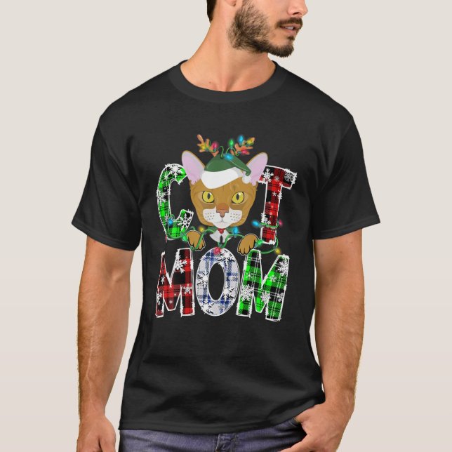 Camiseta Madre de un gato abisino enciende la fiesta de Nav (Anverso)