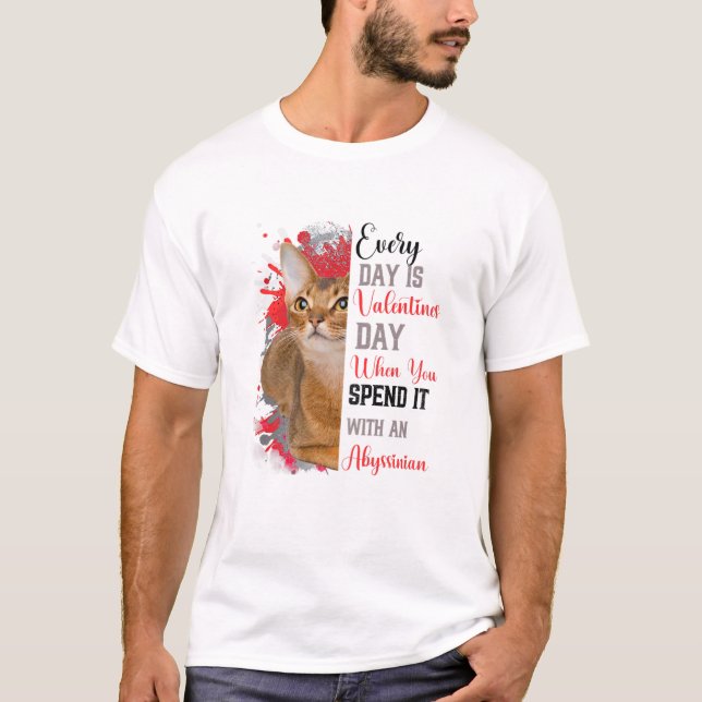 Camiseta Madre de un gato abissiniano Día de San Valentín d (Anverso)