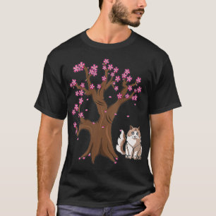 Camiseta Madre de un gato ragdoll con flores de cerezo japo
