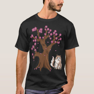 Camiseta Madre de un gato ragdoll con flores de cerezo japo