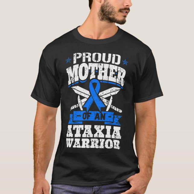 Camiseta Madre De Un Guerrero Ataxia Sensibilización Ribbon (Anverso)