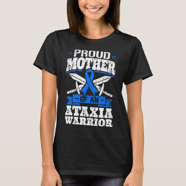 Camiseta Madre De Un Guerrero Ataxia Sensibilización Ribbon (Anverso)
