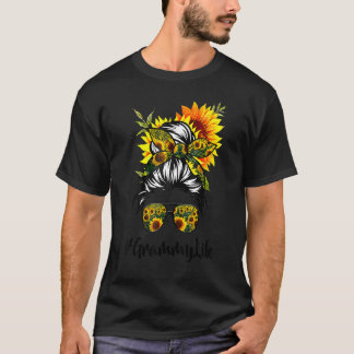 Camiseta Madre de una mujer girasol con el pelo desordenado