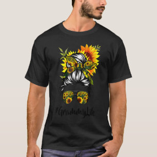Camiseta Madre de una mujer girasol con el pelo desordenado