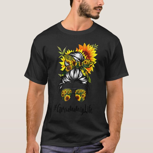 Camiseta Madre de una mujer girasol con el pelo desordenado (Anverso)
