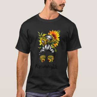 Camiseta Madre de una mujer girasol con el pelo desordenado