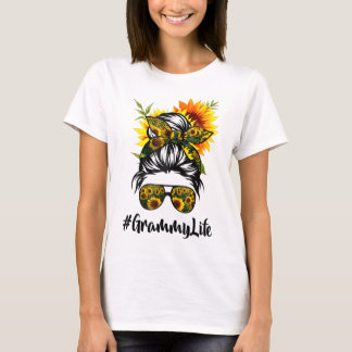 Camiseta Madre de una mujer girasol con el pelo desordenado