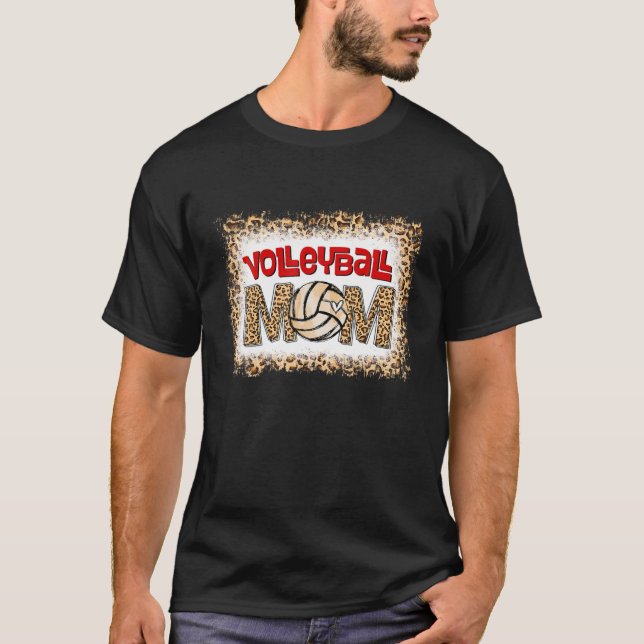 Camiseta Madre de voleibol leopardo divertida bola deportiv (Anverso)