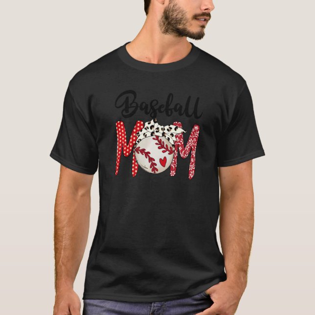 Camiseta Madre del béisbol de béisbol, leopardo de las madr (Anverso)