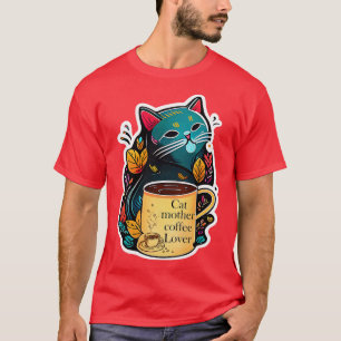 Camiseta madre del gato amante del café 125