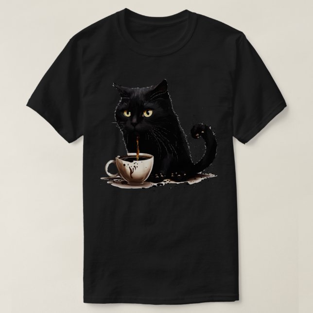 Camiseta madre del gato amante del café 38 (Diseño del anverso)