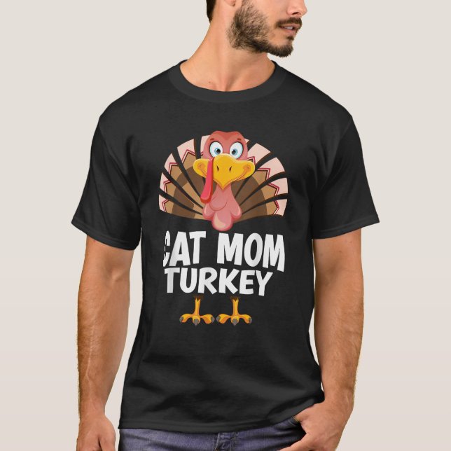 Camiseta Madre del gato de Acción de Gracias Turquía iguala (Anverso)