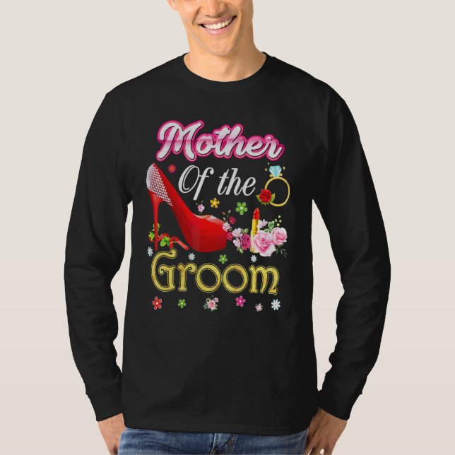 Camiseta Madre Del Groom Feliz Boda Flor Zapato Rosa (Anverso)