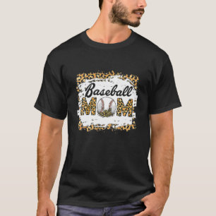 Camiseta Madre del leopardo del corazón del béisbol, madre 