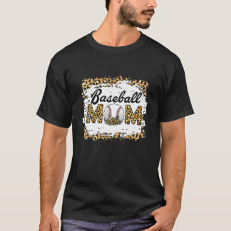 Camiseta Madre del leopardo del corazón del béisbol, madre 