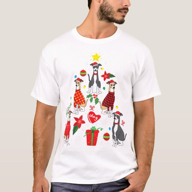 Camiseta Madre del perro adorno de Navidad italiano Greyhou (Anverso)