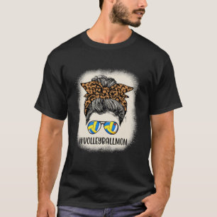 Camiseta Madre del voleibol, desordenada mujer leopardo del