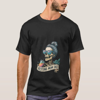 Camiseta Madre Descansa Madre Cara Esqueleto Café Humor V N