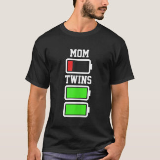 Camiseta Madre divertida con batería baja gemelos con carga