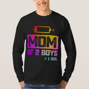 Camiseta Madre divertida de 2 niños 1 Chica batería baja