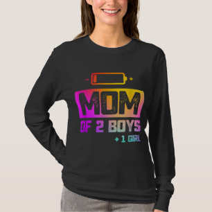 Camiseta Madre divertida de 2 niños 1 Chica batería baja