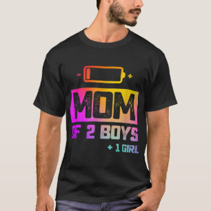 Camiseta Madre divertida de 2 niños 1 Chica batería baja