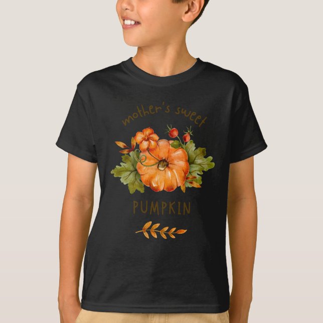 Camiseta madre dulce calabaza negra para niños (Anverso)