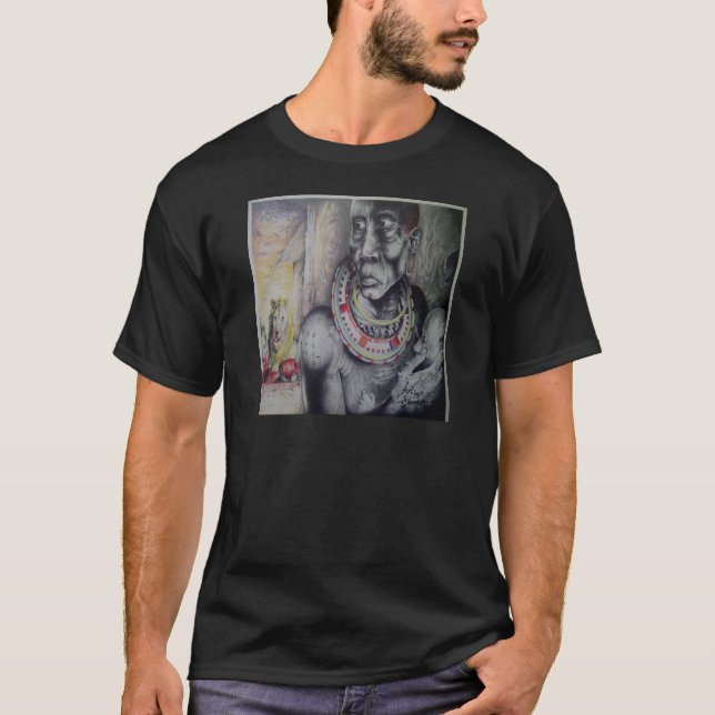 Camiseta Madre e hijo masái con arte de león impreso/gráfic (Anverso)