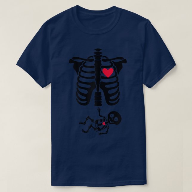 Camiseta Madre embarazada Bebé Esqueletos Corazón Gracioso  (Diseño del anverso)