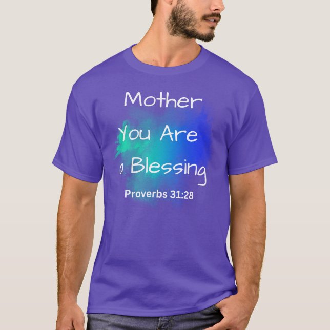 Camiseta "Madre, eres una bendición" y verso de la Biblia (Anverso)