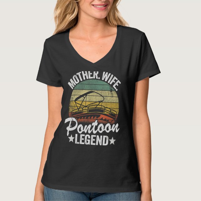 Camiseta Madre Esposa Pontoon Leyenda Lago Vida Mujeres Pon (Anverso)