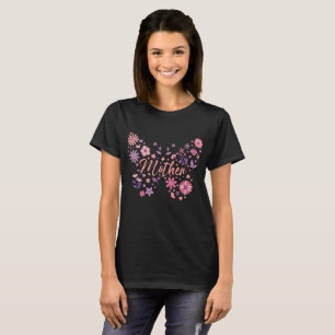 Camiseta Madre Flor Rosa y Morada Linda