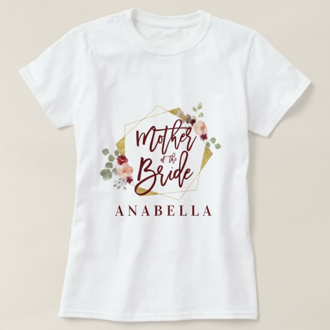 Camiseta madre floral de la ducha de novia (Diseño del anverso)