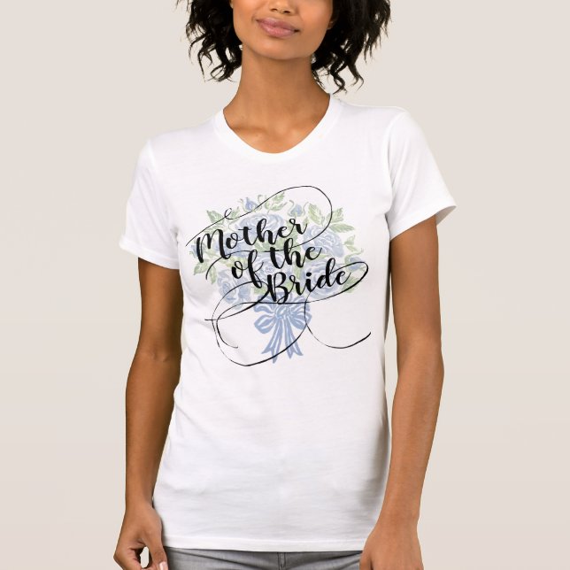Camiseta Madre floral de la novia Rosa azul escritura moder (Anverso)