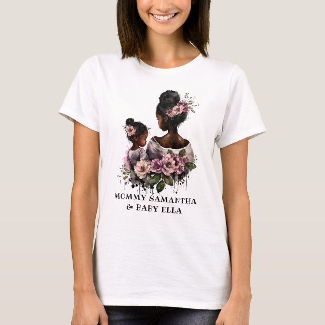Camiseta Madre floral y bebé personalizados (2) (Anverso)