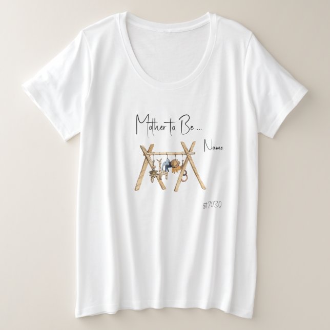 Camiseta madre-futura Boho Baby Shower Plus tamaño (Anverso del diseño)