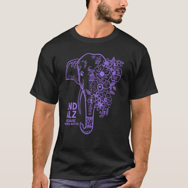 Camiseta Madre G: Elefante de la Flor Púrpura Alzheimer (Anverso)