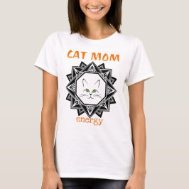 Camiseta Madre Gata Geométrica Negra Y Naranja
