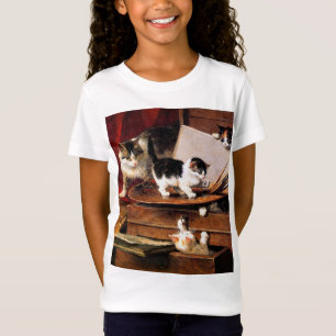 Camiseta Madre gata y gatitos en la mesa