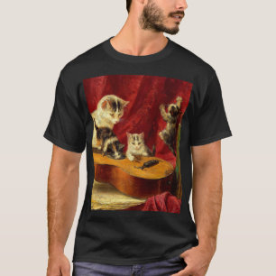 Camiseta Madre gata y gatitos jugando con guitarra