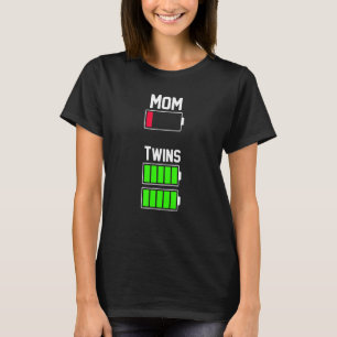 Camiseta Madre gemela cansada con baja batería Día de la ma