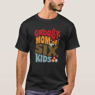 Camiseta Madre Groovy de seis niños retro ondeando la polil