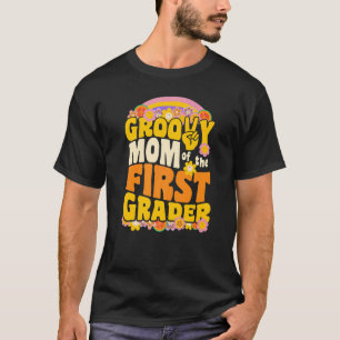 Camiseta Madre Groovy del Viento del Primer Grader Retro Wa