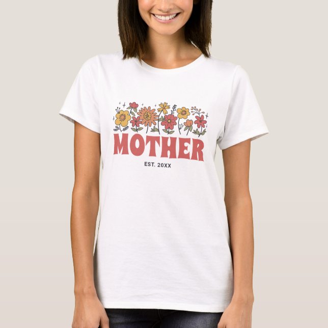 Camiseta Madre Groovy Flor Vintage Día de la Madre (Anverso)