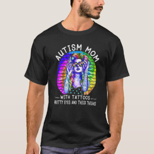 Camiseta Madre Hippie del Autismo con Tatuajes Ojos Bonitos