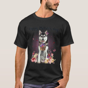 Camiseta Madre Husky Linda Flor Feliz Día de la Madre Amor