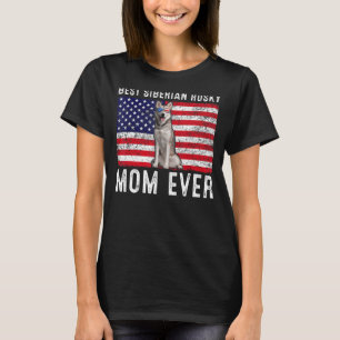 Camiseta Madre Husky Siberiana Usa Dueño De Perro Bandera E
