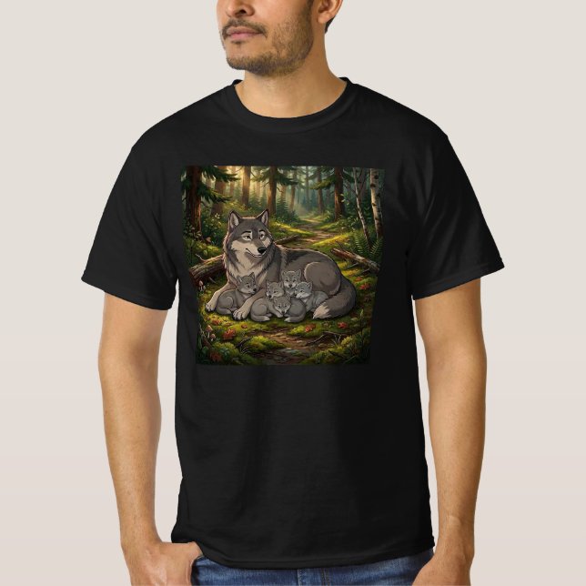 Camiseta Madre Loba Y Cachorros (Anverso)
