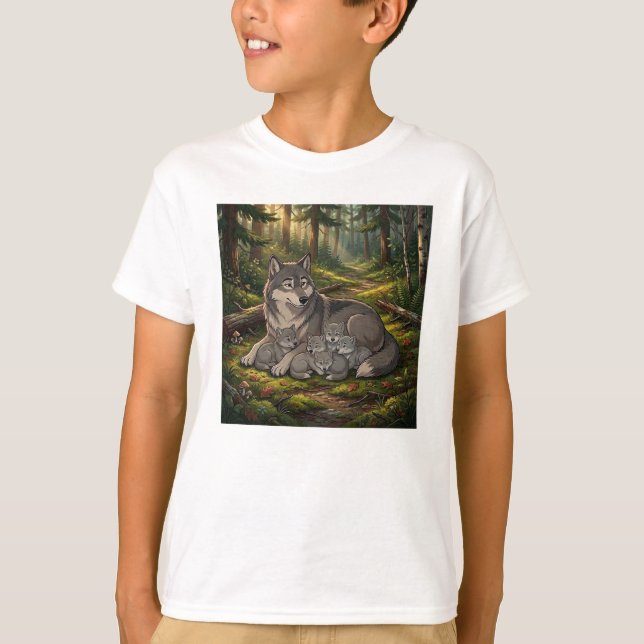 Camiseta Madre Loba Y Cachorros  (Anverso)
